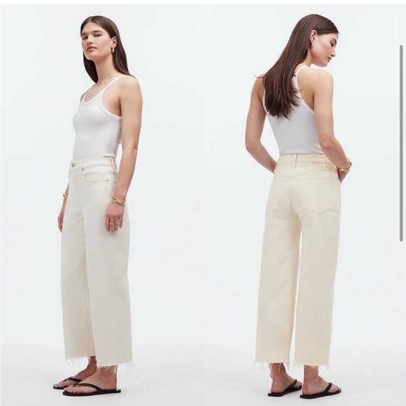 Madewell Cream Wide-Leg Pants - Picture 2 of 4